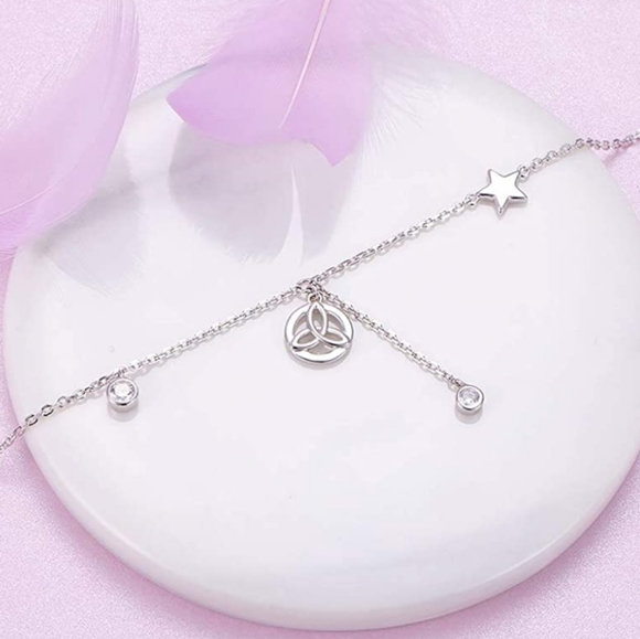 NEW Diamond Sterling Celtic Anklet - Picture 1 of 5